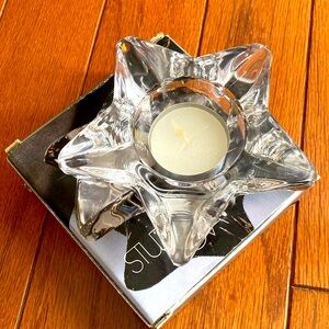 NWT Star-Shaped Clear Glass Candle Holder